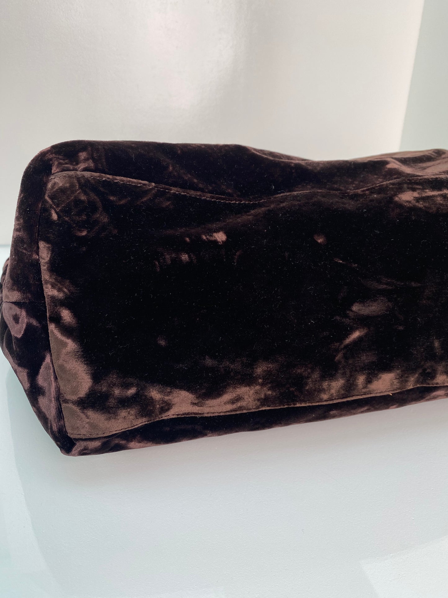 Gucci Brown Velvet Tote Bag SHW