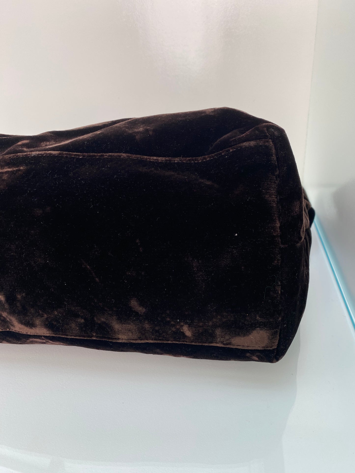 Gucci Brown Velvet Tote Bag SHW