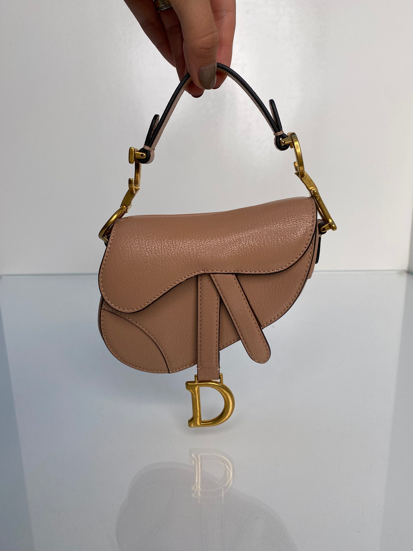 Christian Dior Nude Mini Saddle Bag GHW