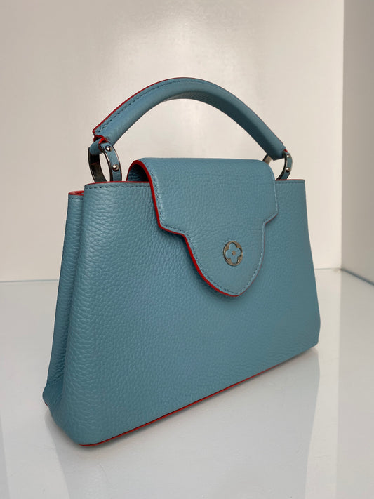 Louis Vuitton Blue & Coral Capucine MM Bag SHW