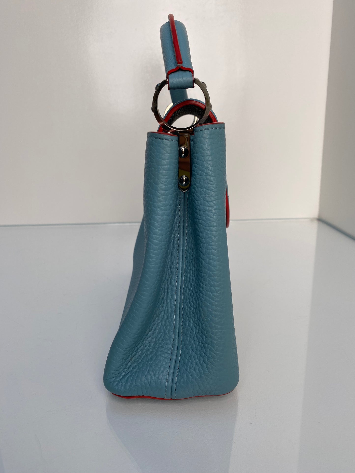 Louis Vuitton Blue & Coral Capucine MM Bag SHW