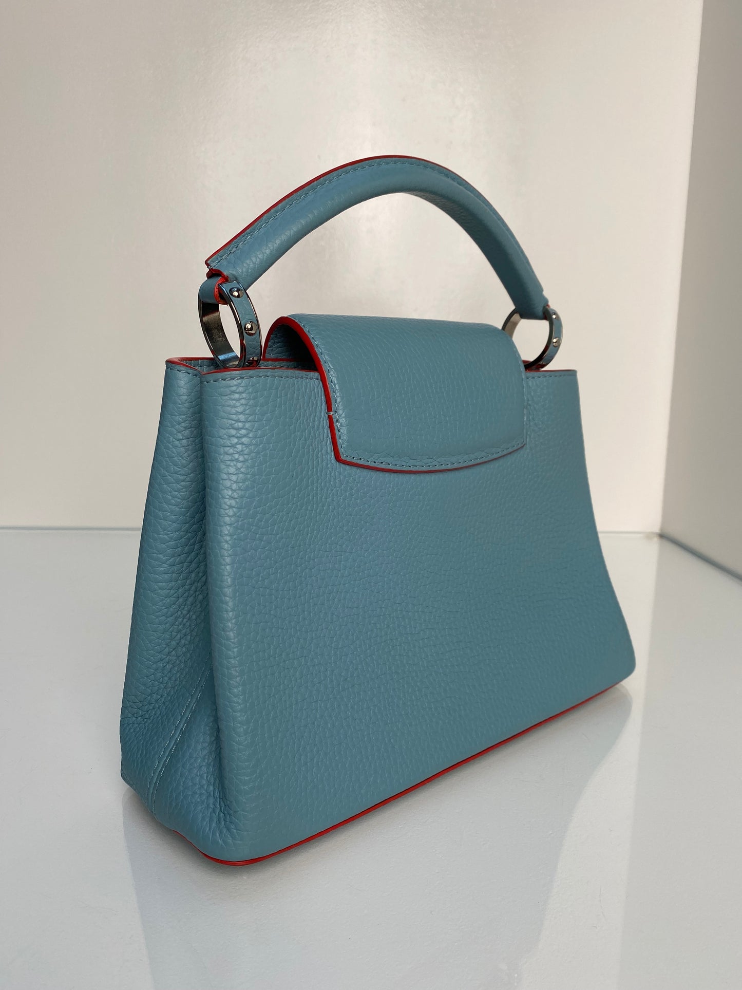 Louis Vuitton Blue & Coral Capucine MM Bag SHW
