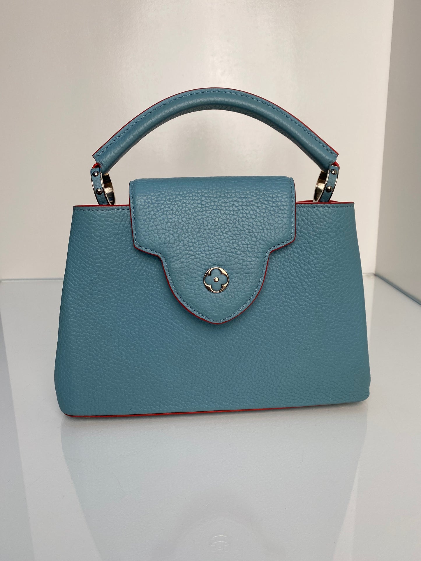 Louis Vuitton Blue & Coral Capucine MM Bag SHW