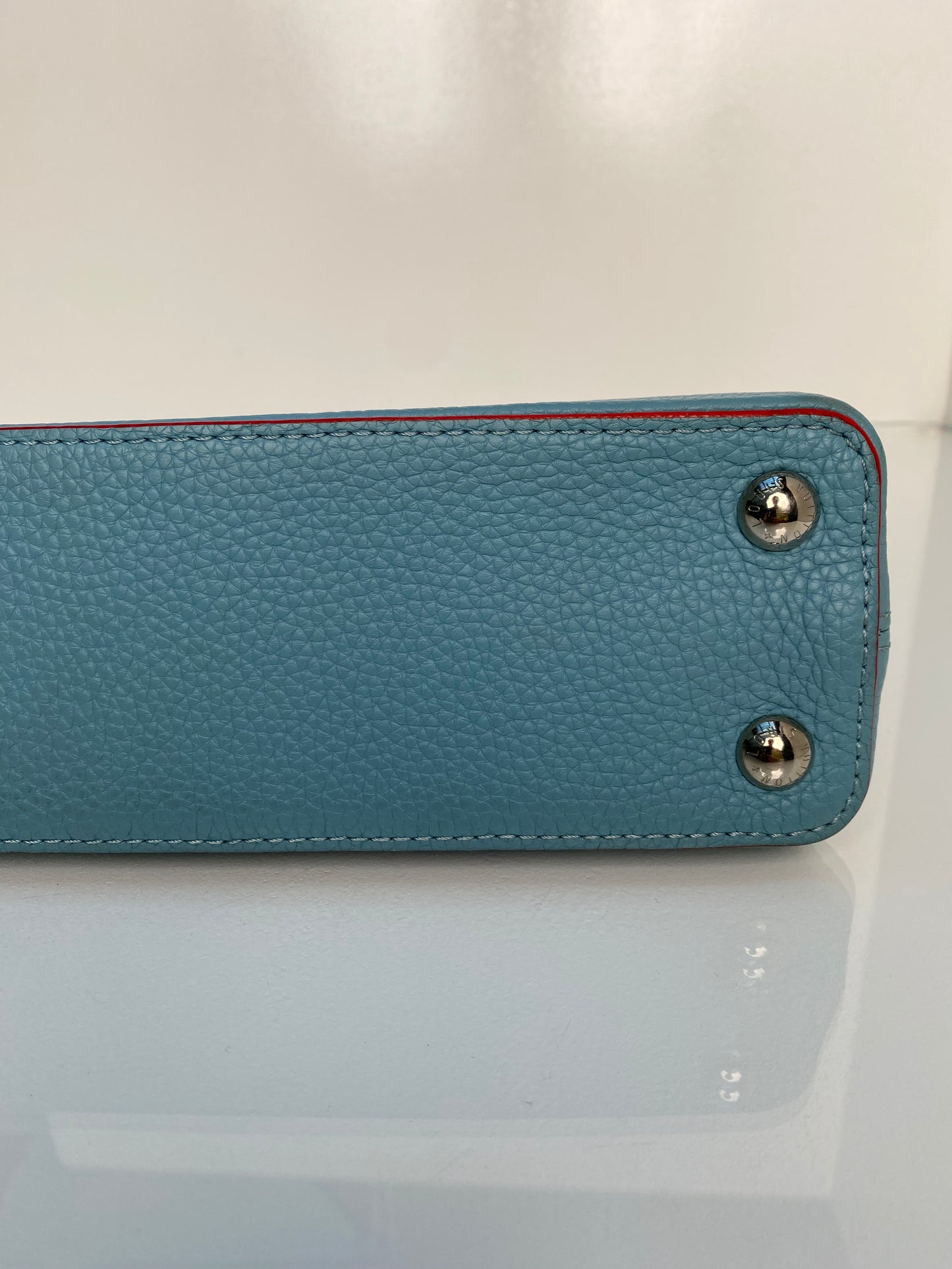 Louis Vuitton Blue & Coral Capucine MM Bag SHW