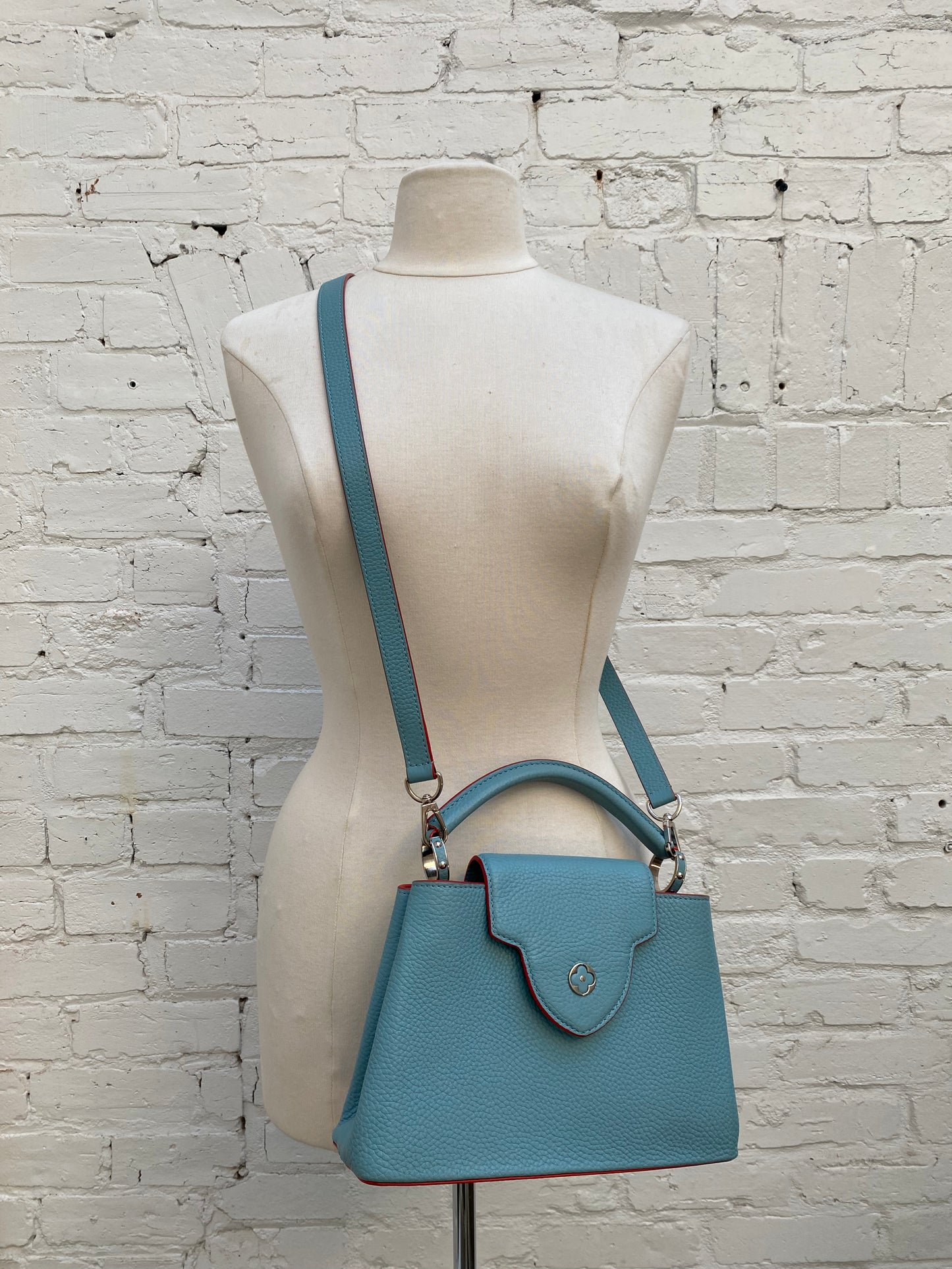 Louis Vuitton Blue & Coral Capucine MM Bag SHW