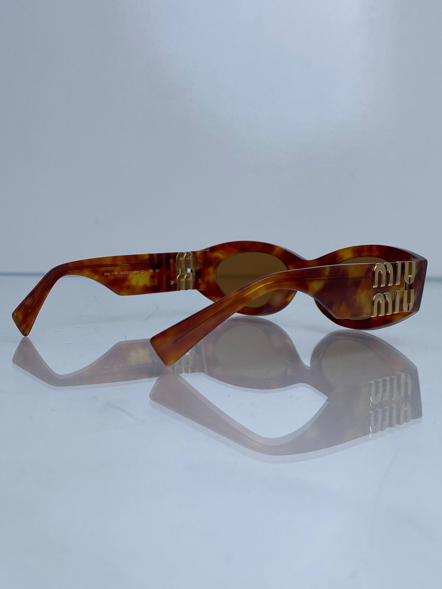 Miu Miu Brown Tortoise Gold Logo Sunglasses