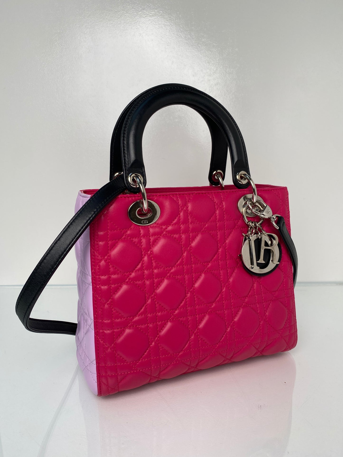 Christian Dior Lady Dior Pink/Black Medium