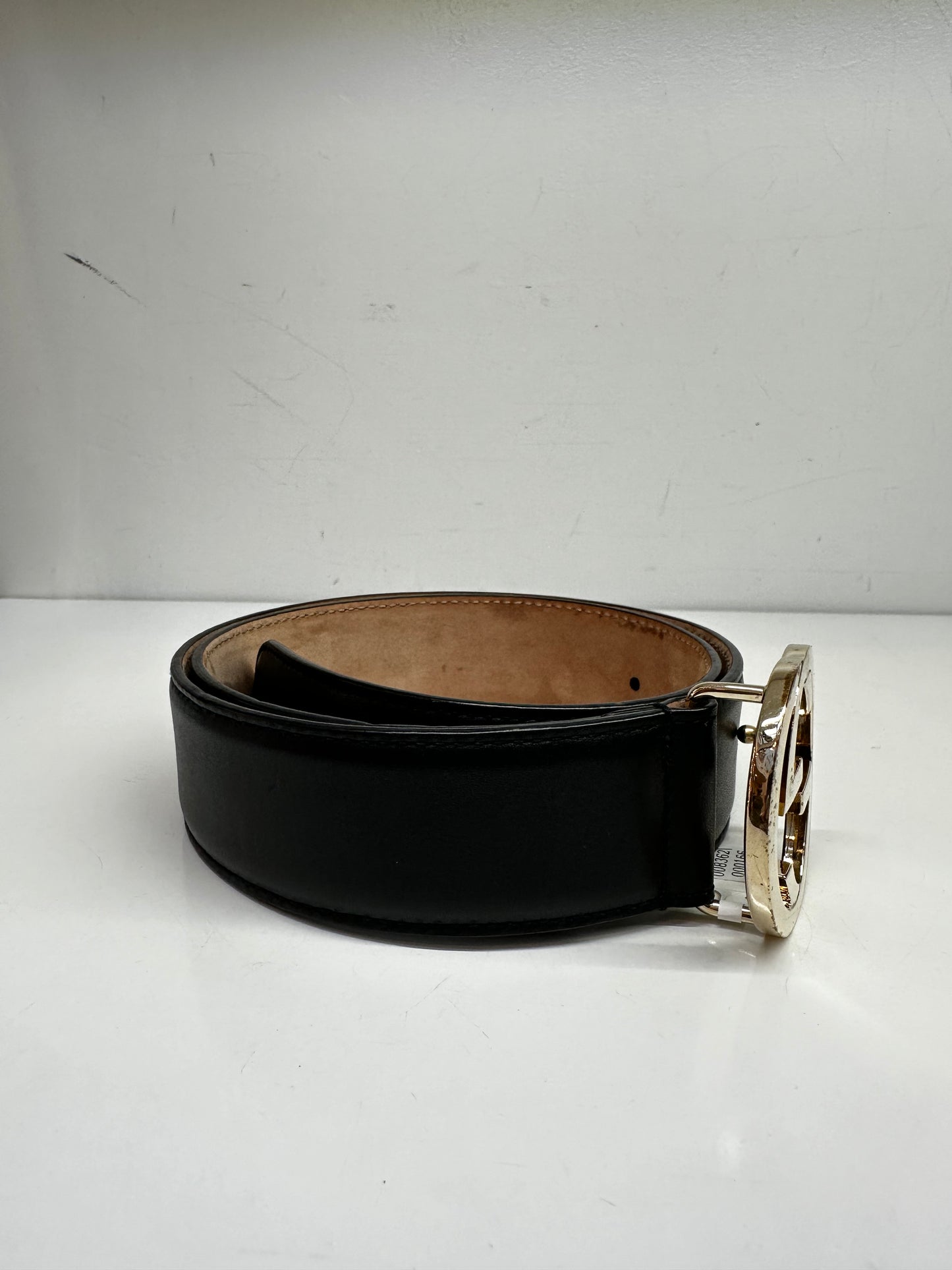 Gucci Vintage Black Leather Belt GHW