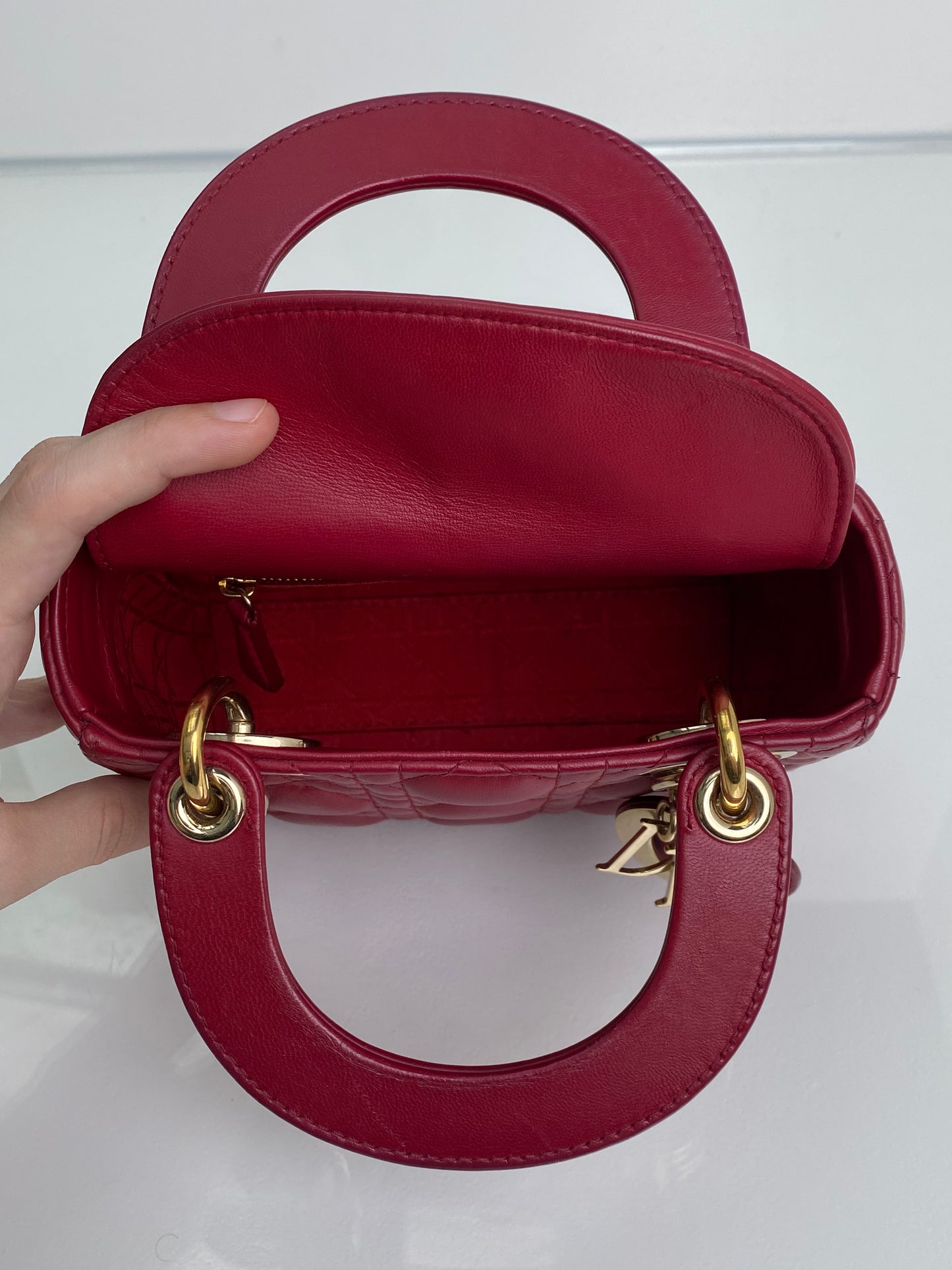 Dior Burgundy Mini Lady Dior Bag GHW