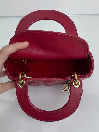 Dior Burgundy Mini Lady Dior Bag GHW