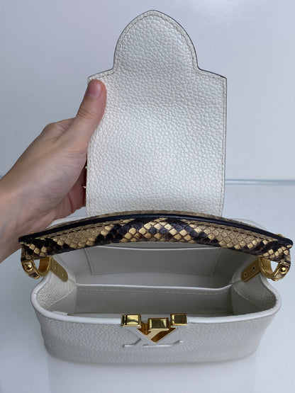 Louis Vuitton White / Snakeskin Capucine Bag GHW