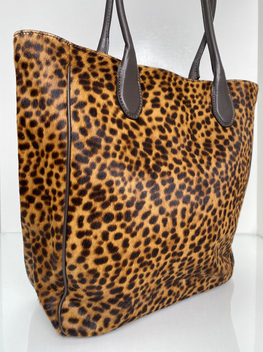 Iacucci Leopard Pony Hair Tote Bag