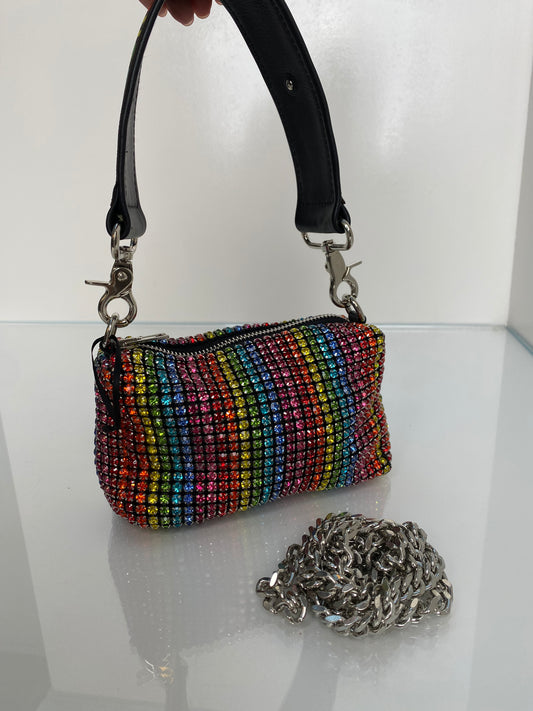 BruceGlen Rainbow Crystal Crossbody Bag SHW