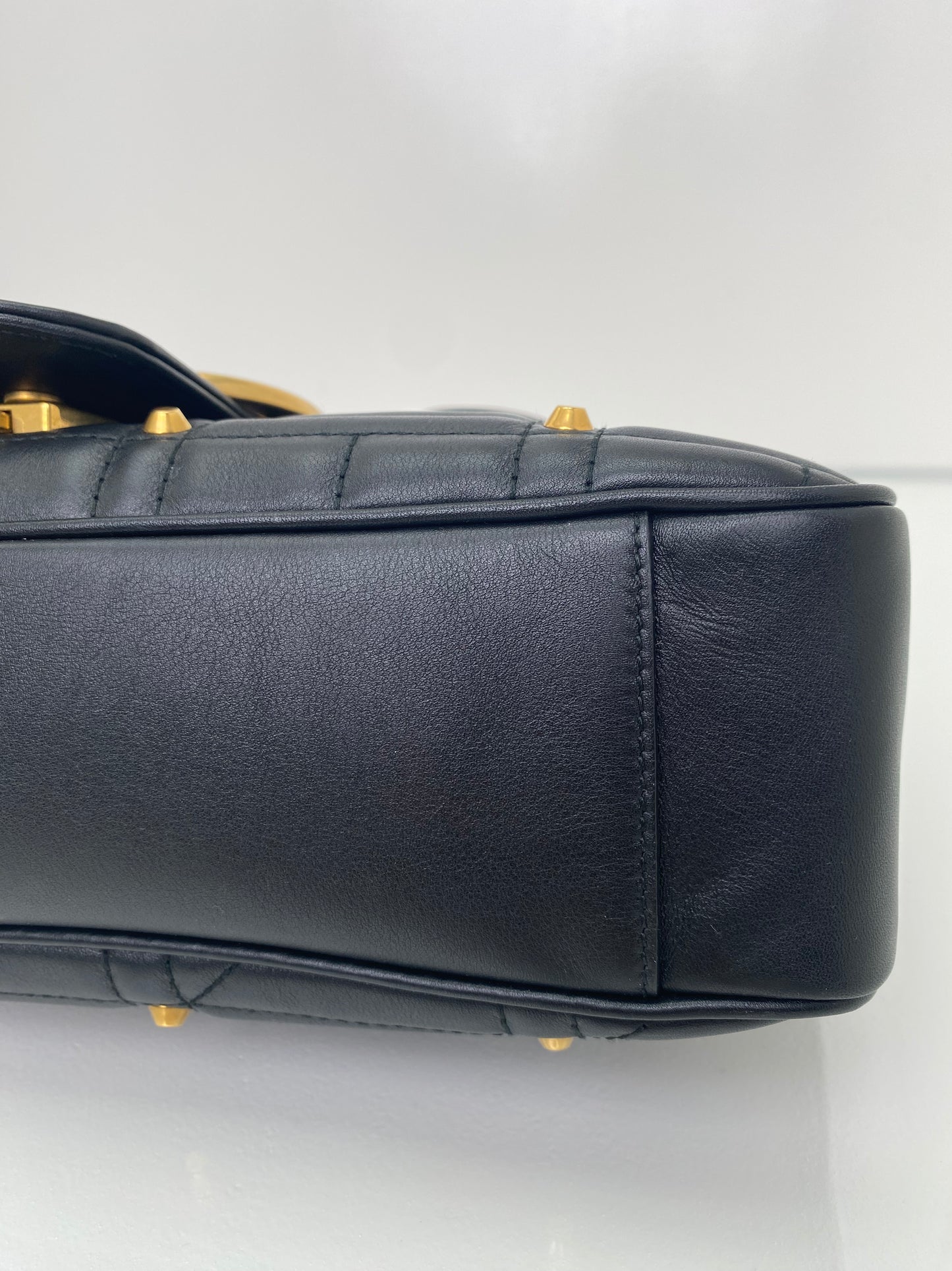 Gucci Black Studded GG Marmont Leather Crossbody, GHW