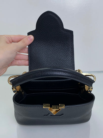 Louis Vuitton Black Mini Capucines Bag GHW