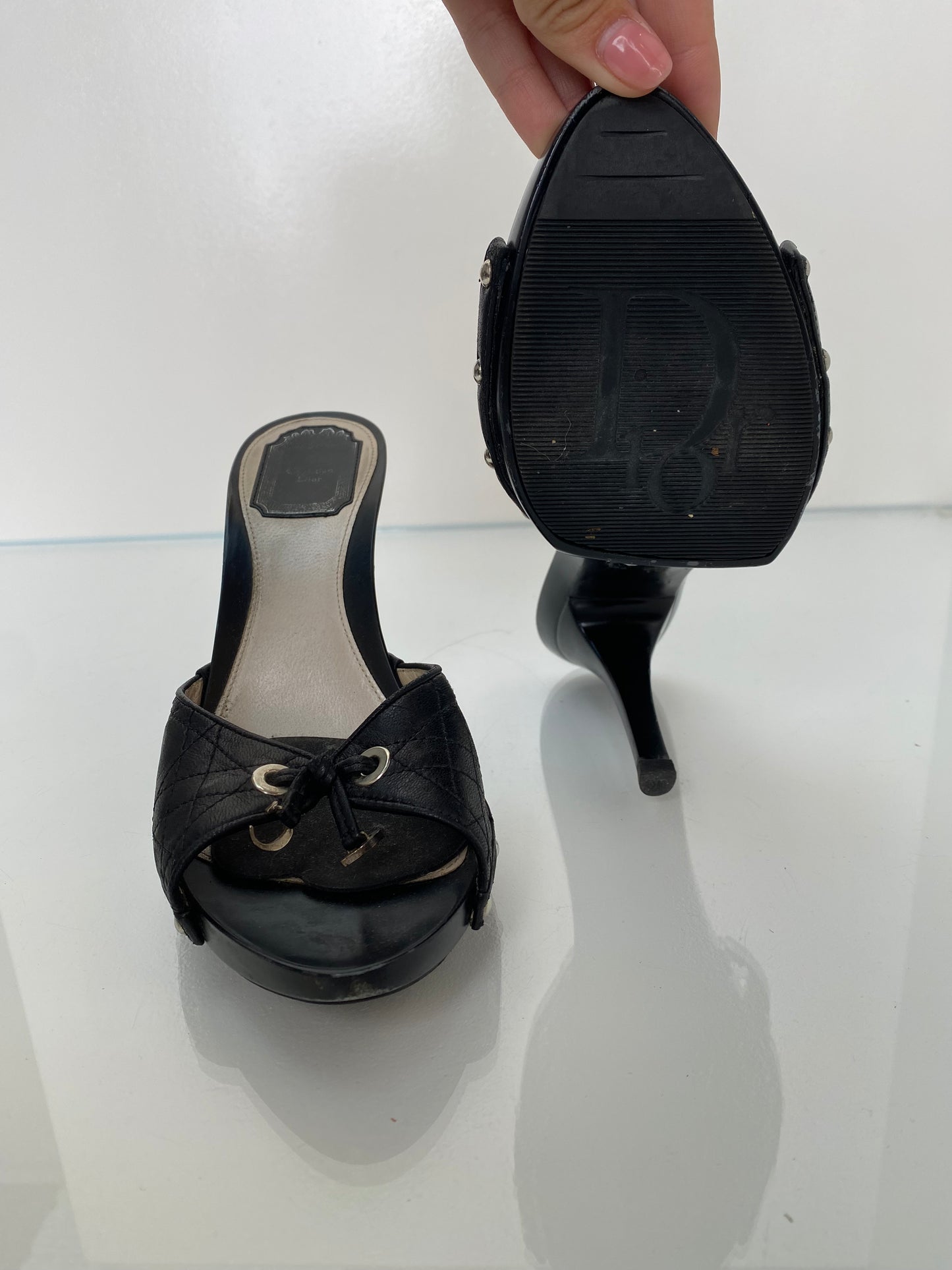 Dior Vintage Black Cannage Heels, 39