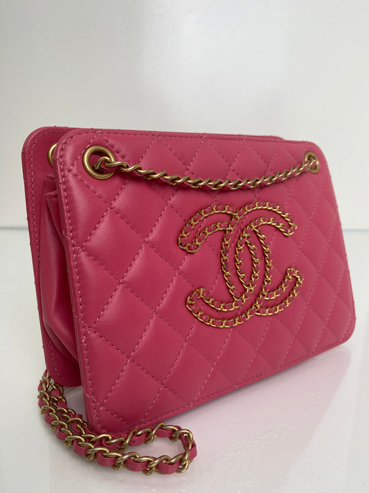 Chanel Pink Lambskin Once Upon A Time Accordian Bag GHW