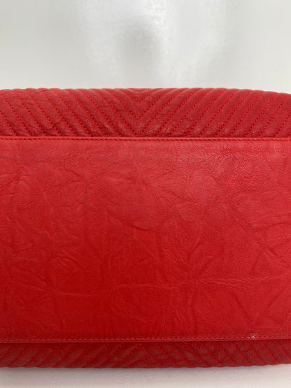Chanel Red Chevron Lambskin Leather Shoulder Tote GHW