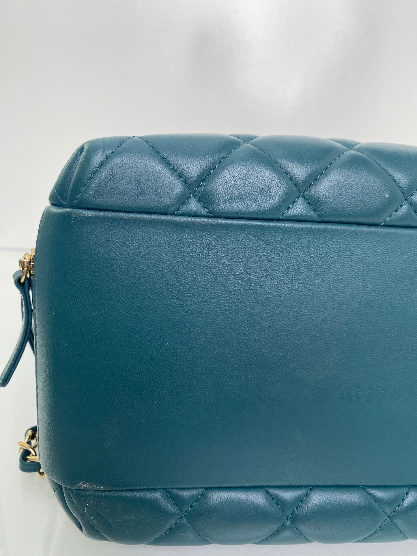 Chanel Teal Lambskin Medium Bowling Trendy Bag GHW #20