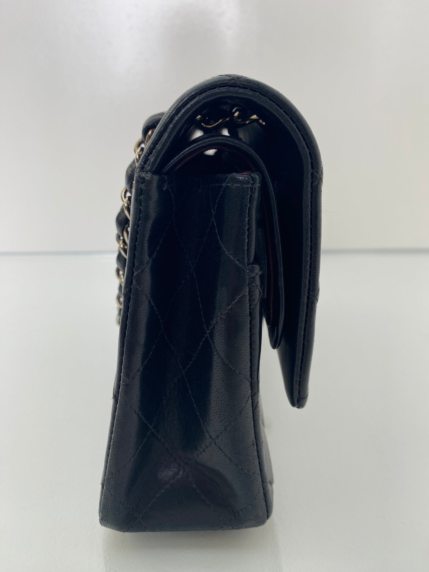 Chanel Medium Black Lambskin Double Flap SHW