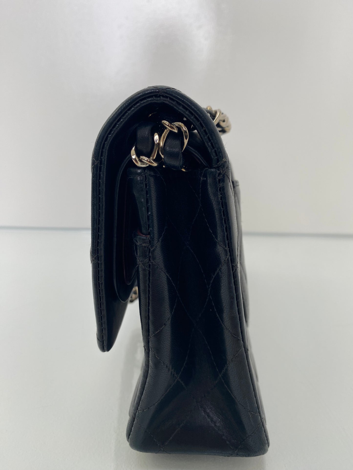 Chanel Medium Black Lambskin Double Flap SHW