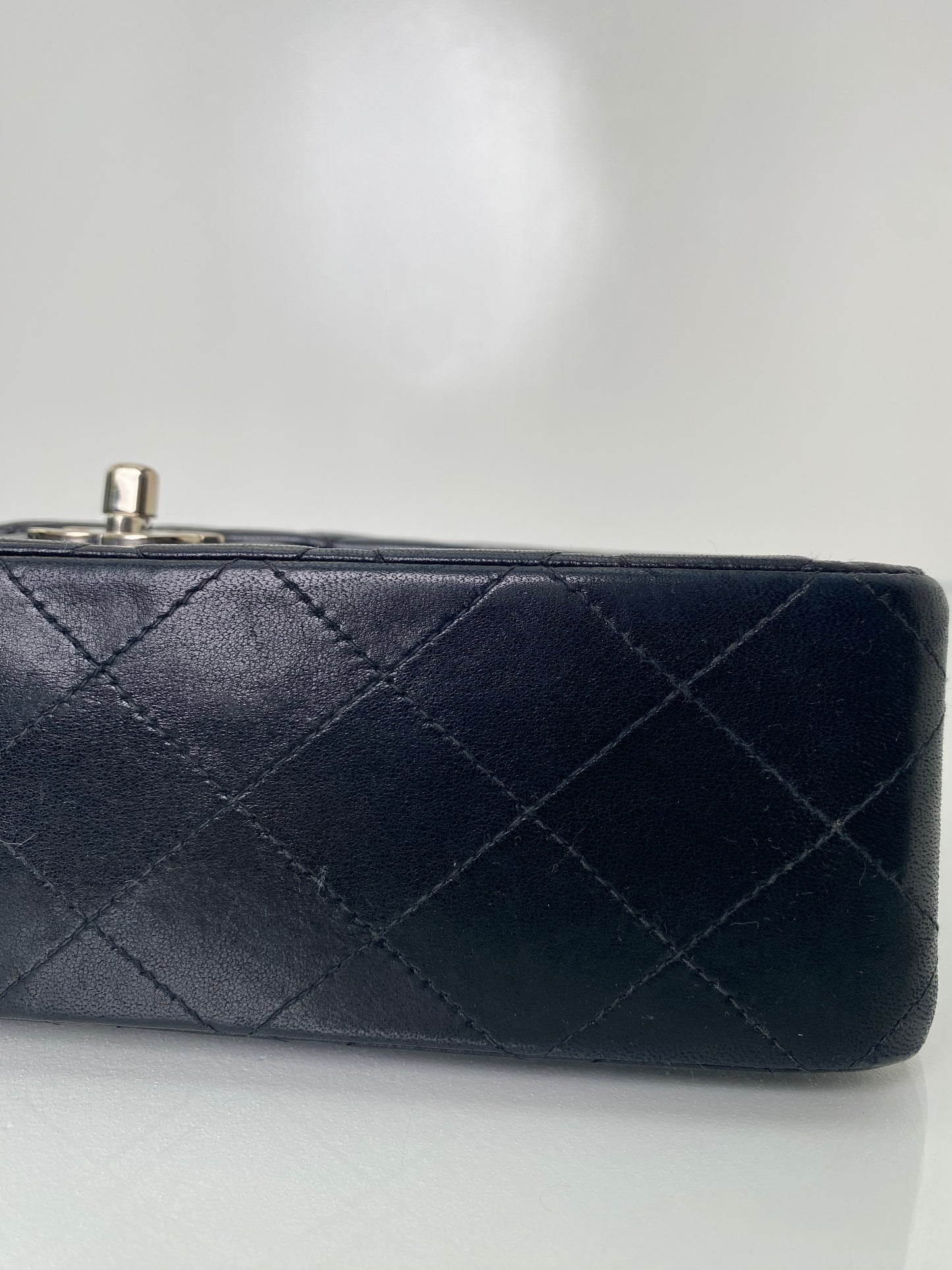 Chanel Medium Black Lambskin Double Flap SHW