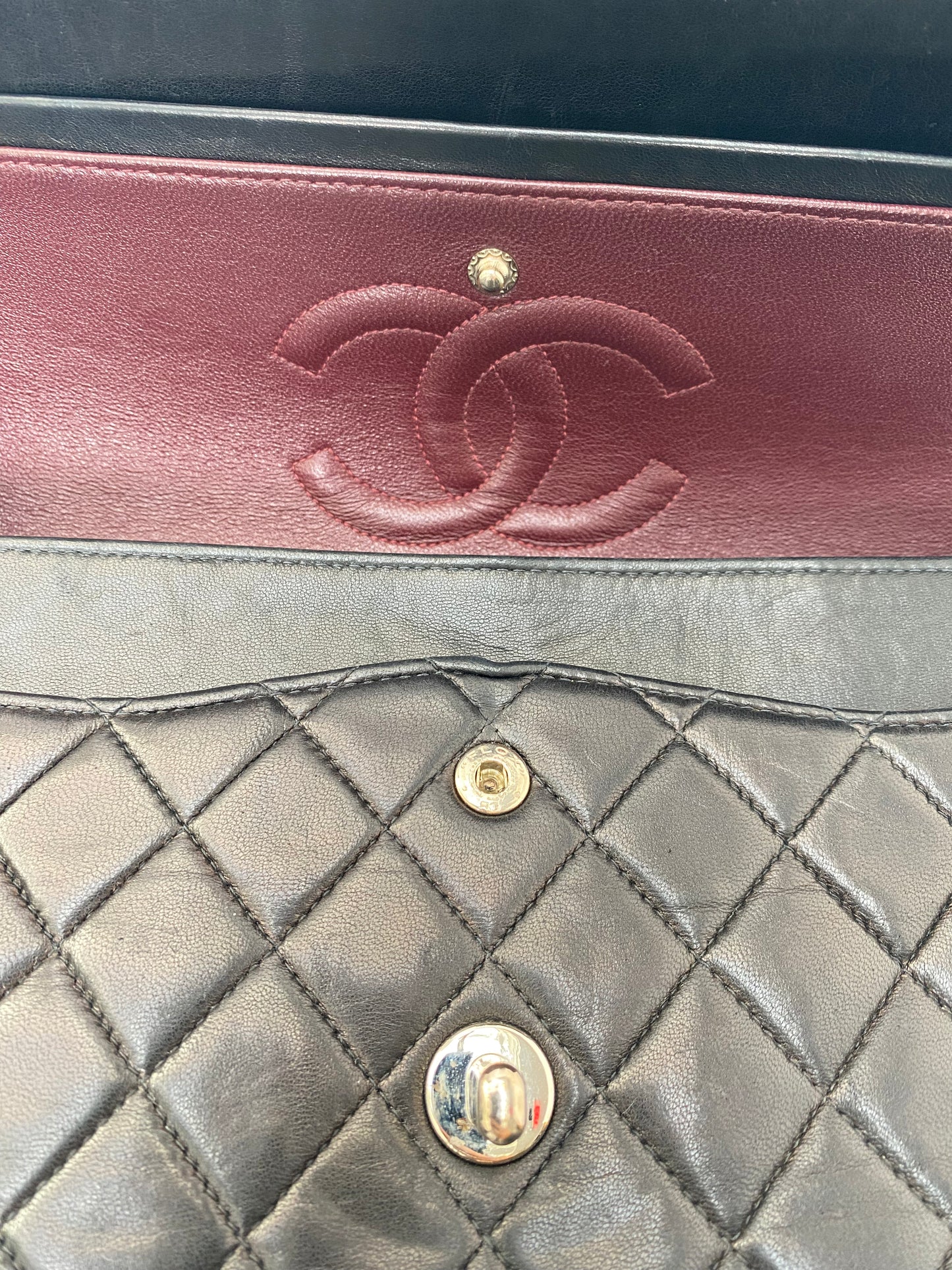 Chanel Medium Black Lambskin Double Flap SHW