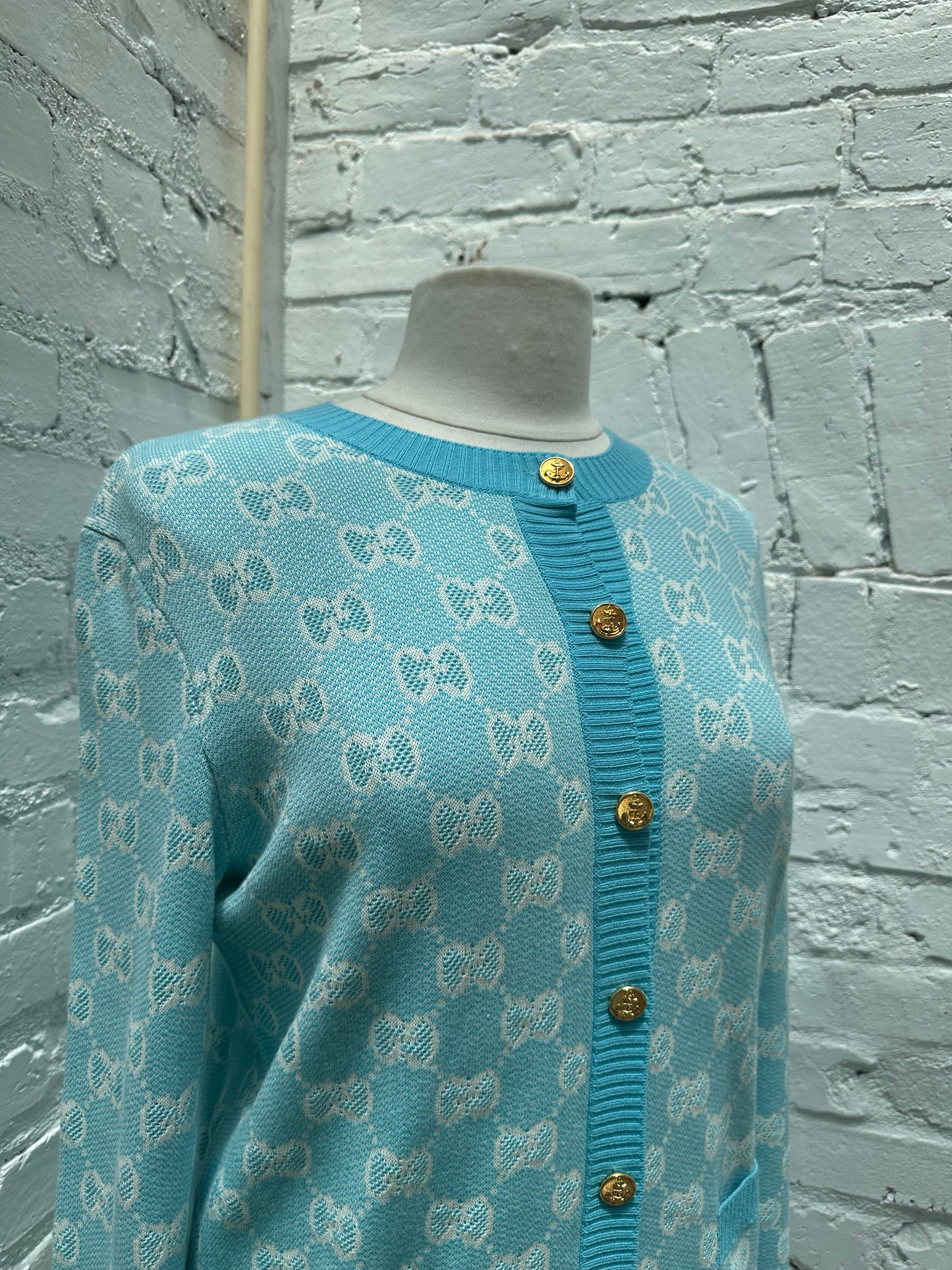 Gucci Light Blue GG Logo Cardigan, M