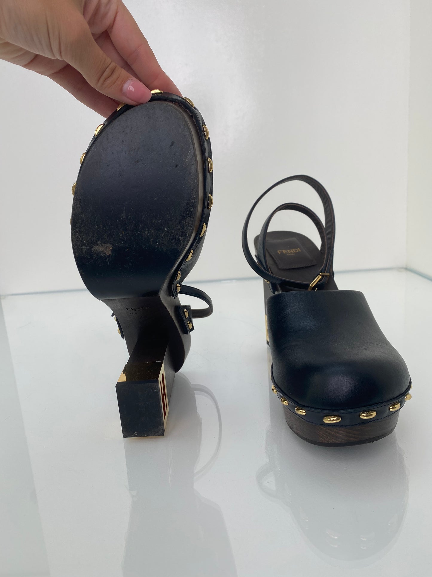 Fendi Black Clog Heels, 38