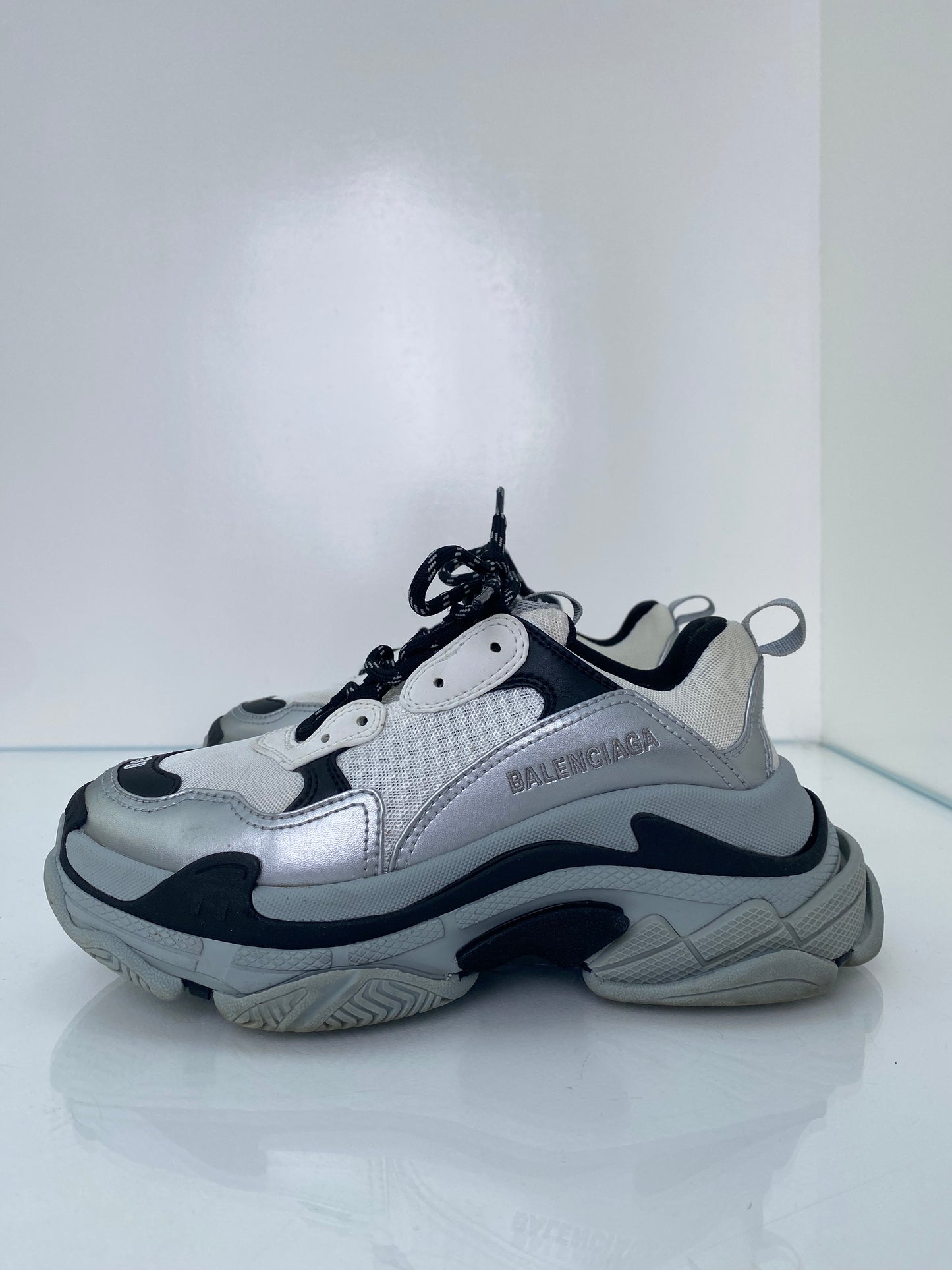Balenciaga White, Grey, & Black Triple S Sneakers, 38
