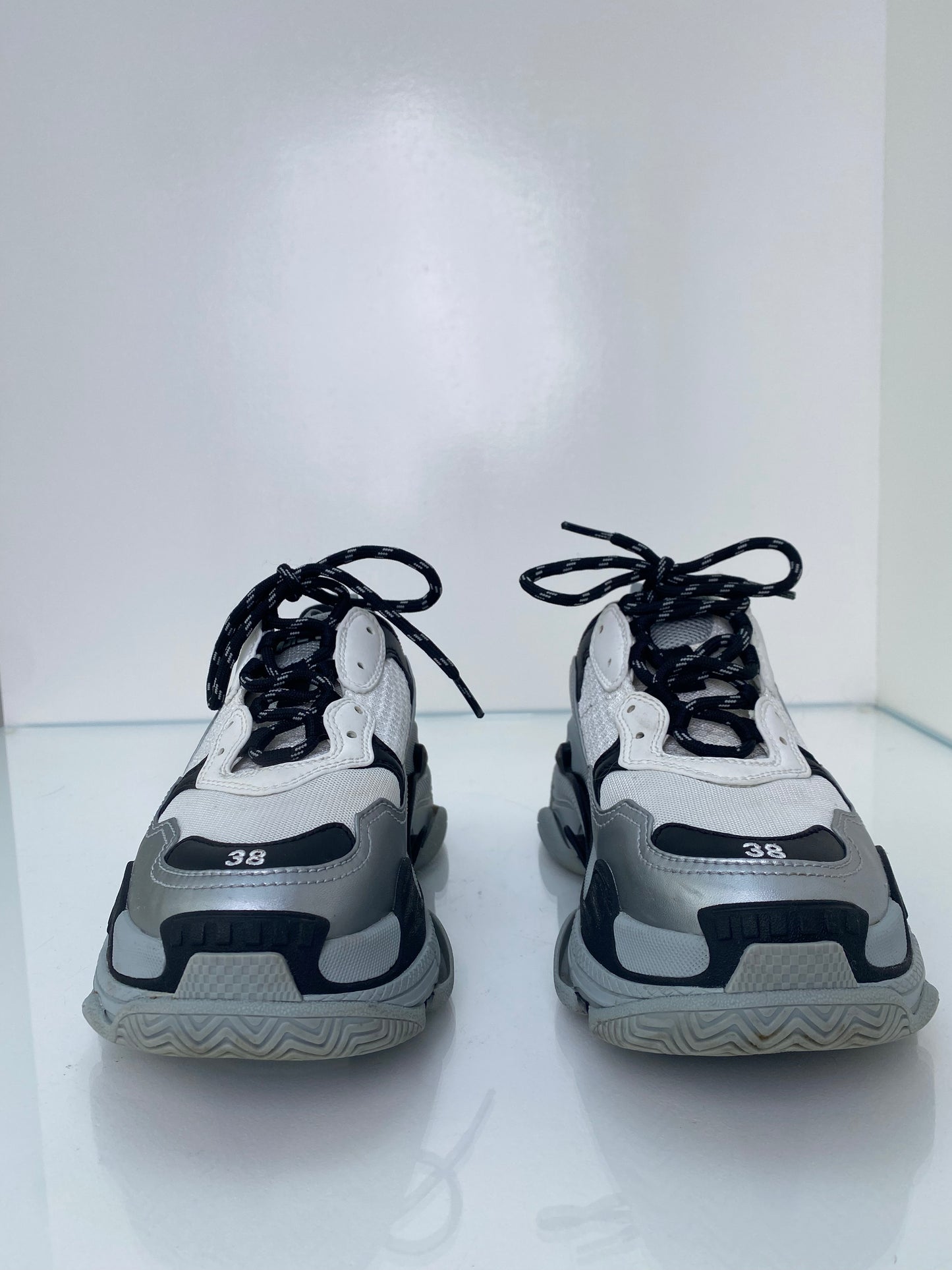 Balenciaga White, Grey, & Black Triple S Sneakers, 38