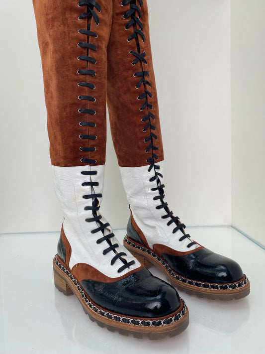 Chanel Oxford Over The Knee Boots 40