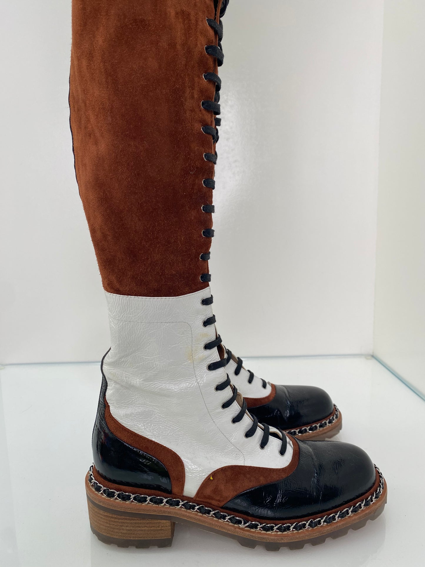 Chanel Oxford Over The Knee Boots 40