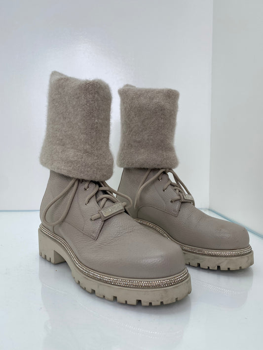 Rene Caovilla Taupe Combat Boots 38.5