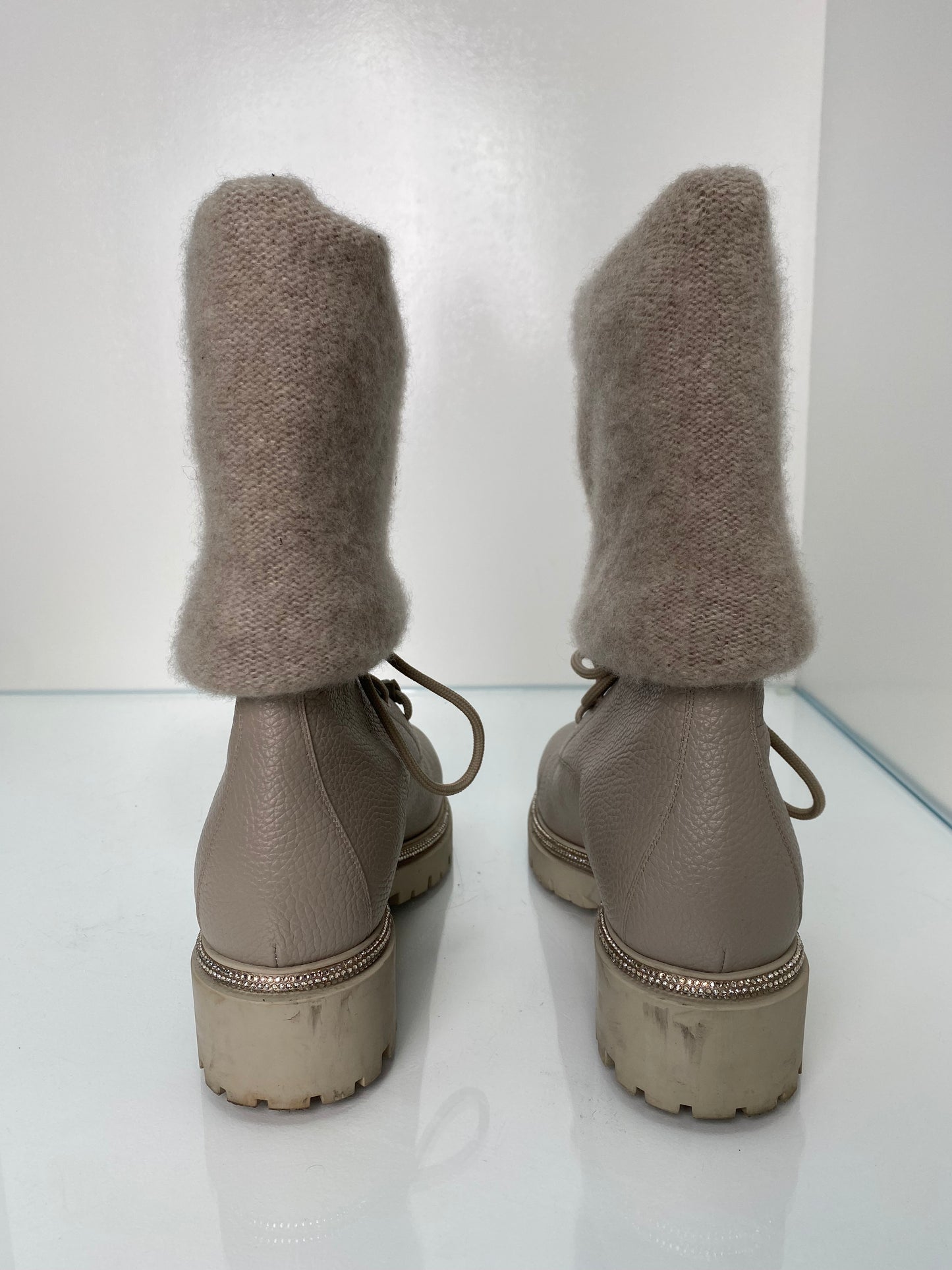 Rene Caovilla Taupe Combat Boots 38.5