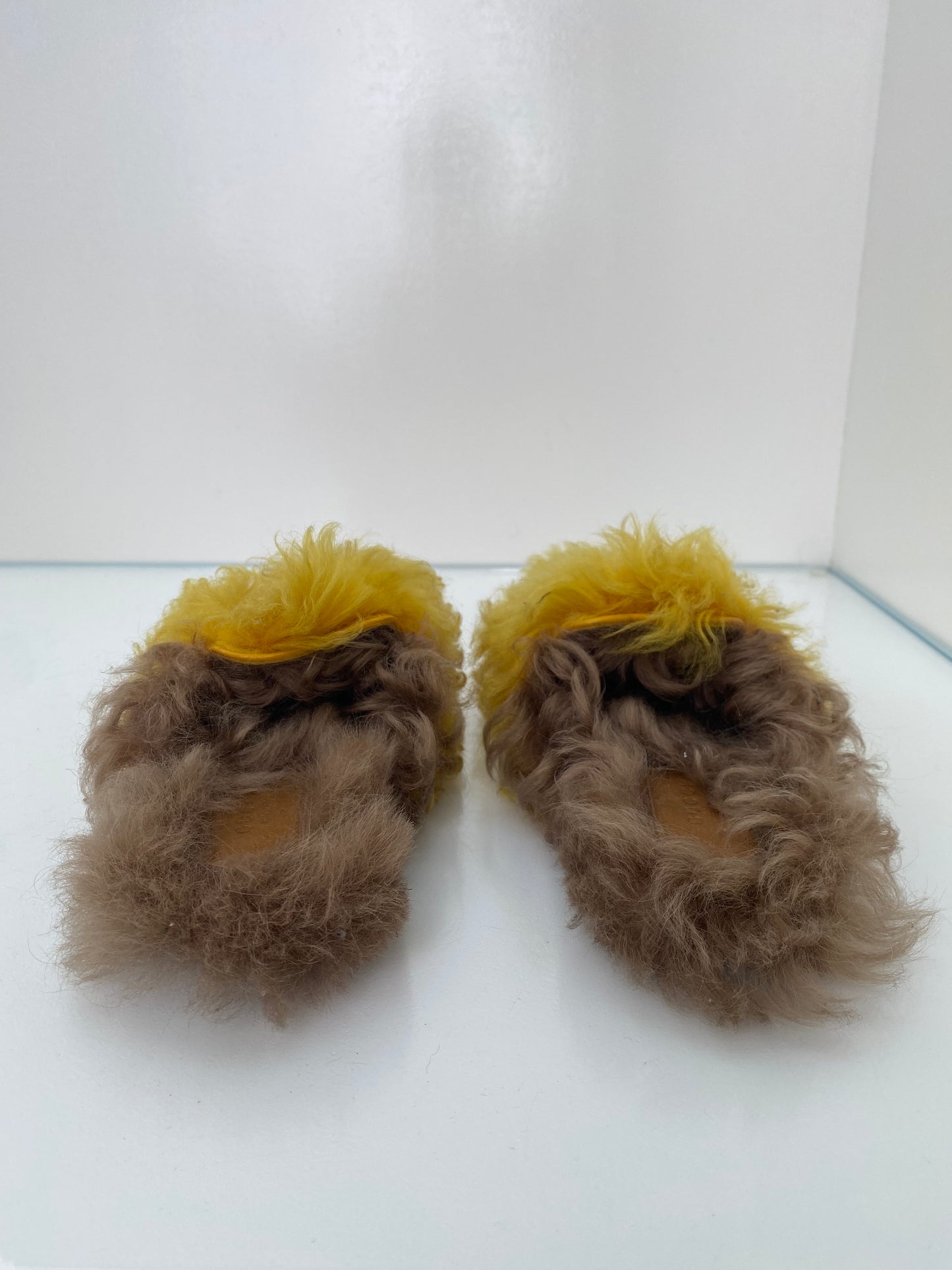 Gucci GG Yellow Shearling Princetown Mules, 38