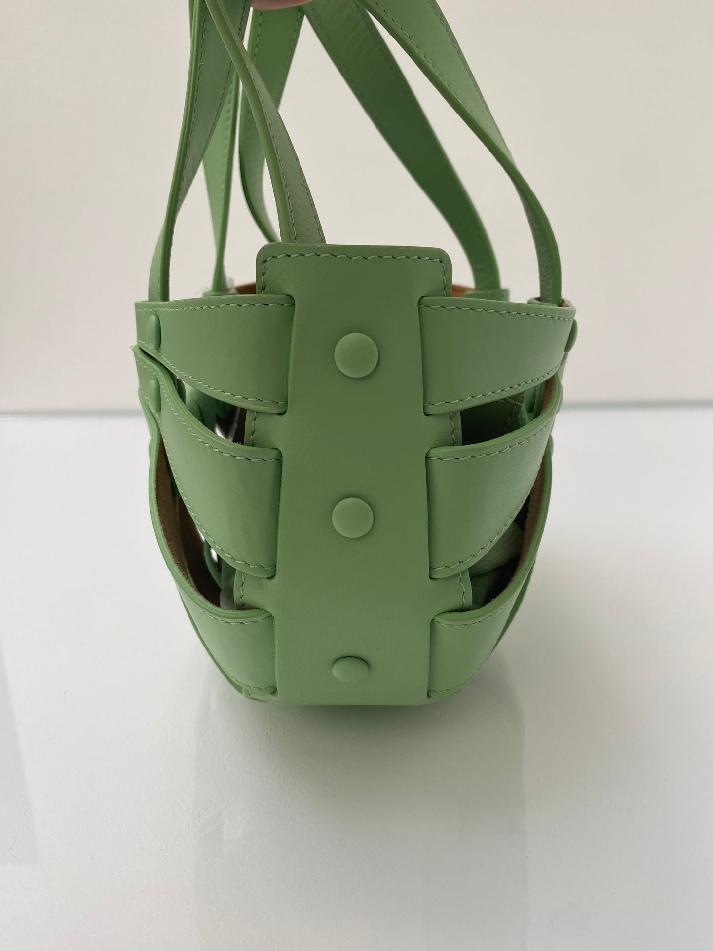 Bottega Veneta Green Leather Shell Crossbody Bag