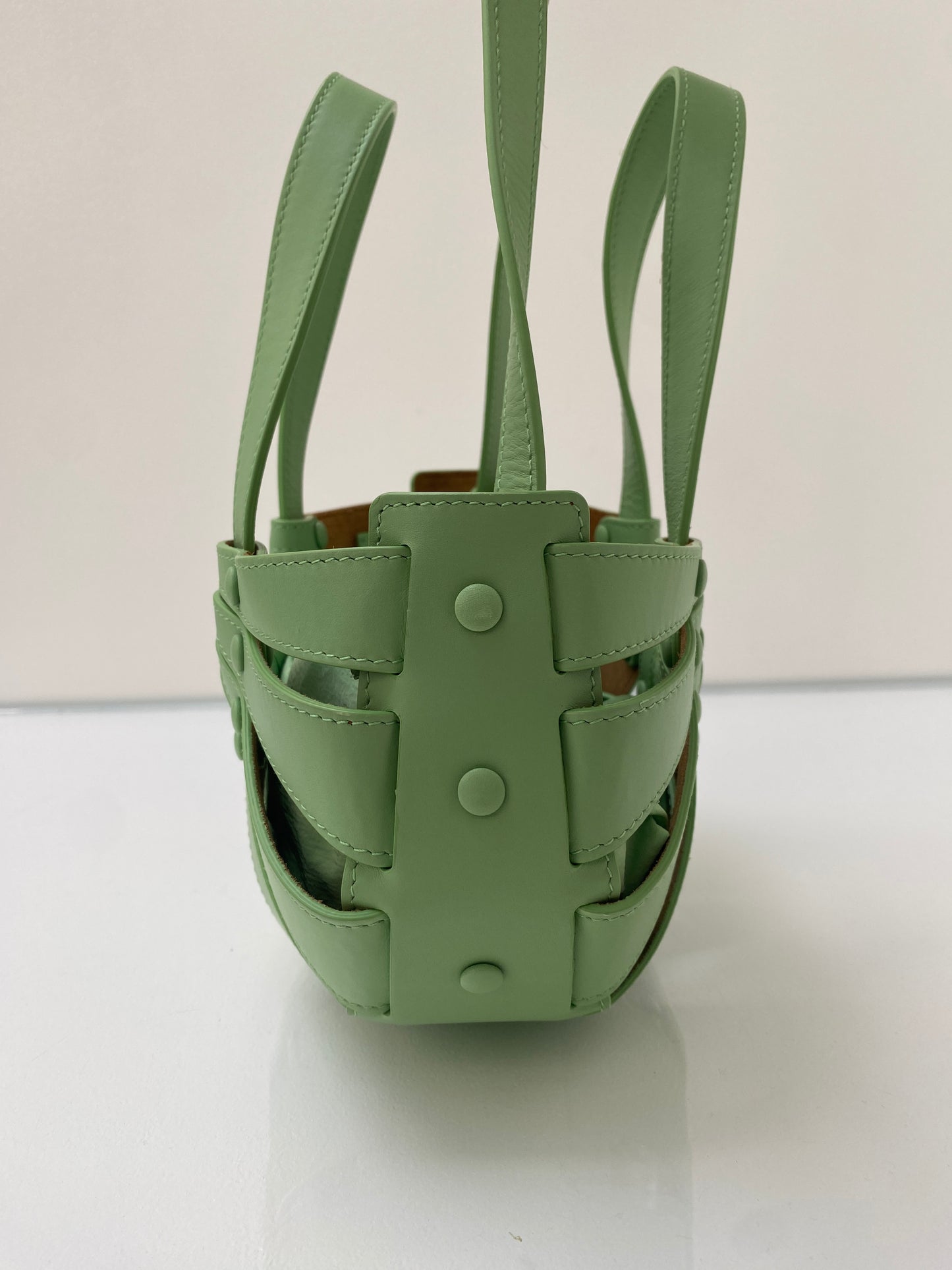 Bottega Veneta Green Leather Shell Crossbody Bag