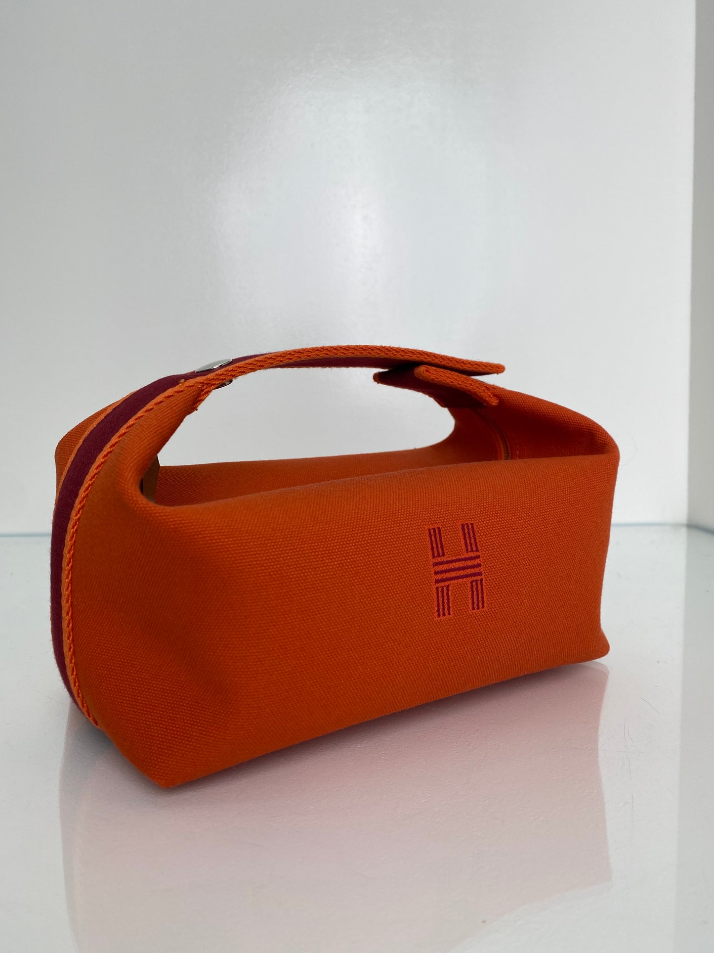 Hermes Bride A Brac PM Orange & Burgundy Toile Bag