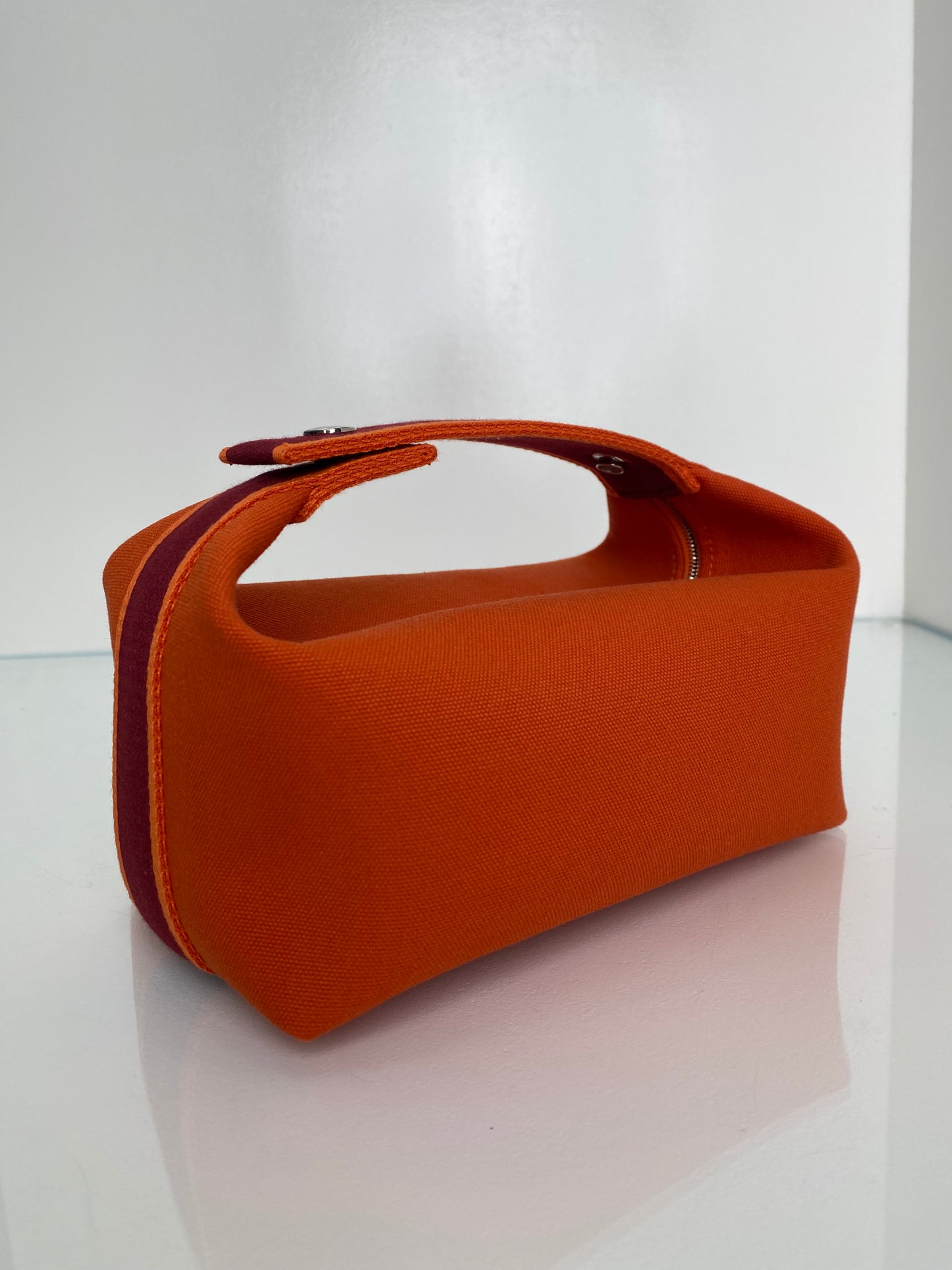 Hermes Bride A Brac PM Orange & Burgundy Toile Bag