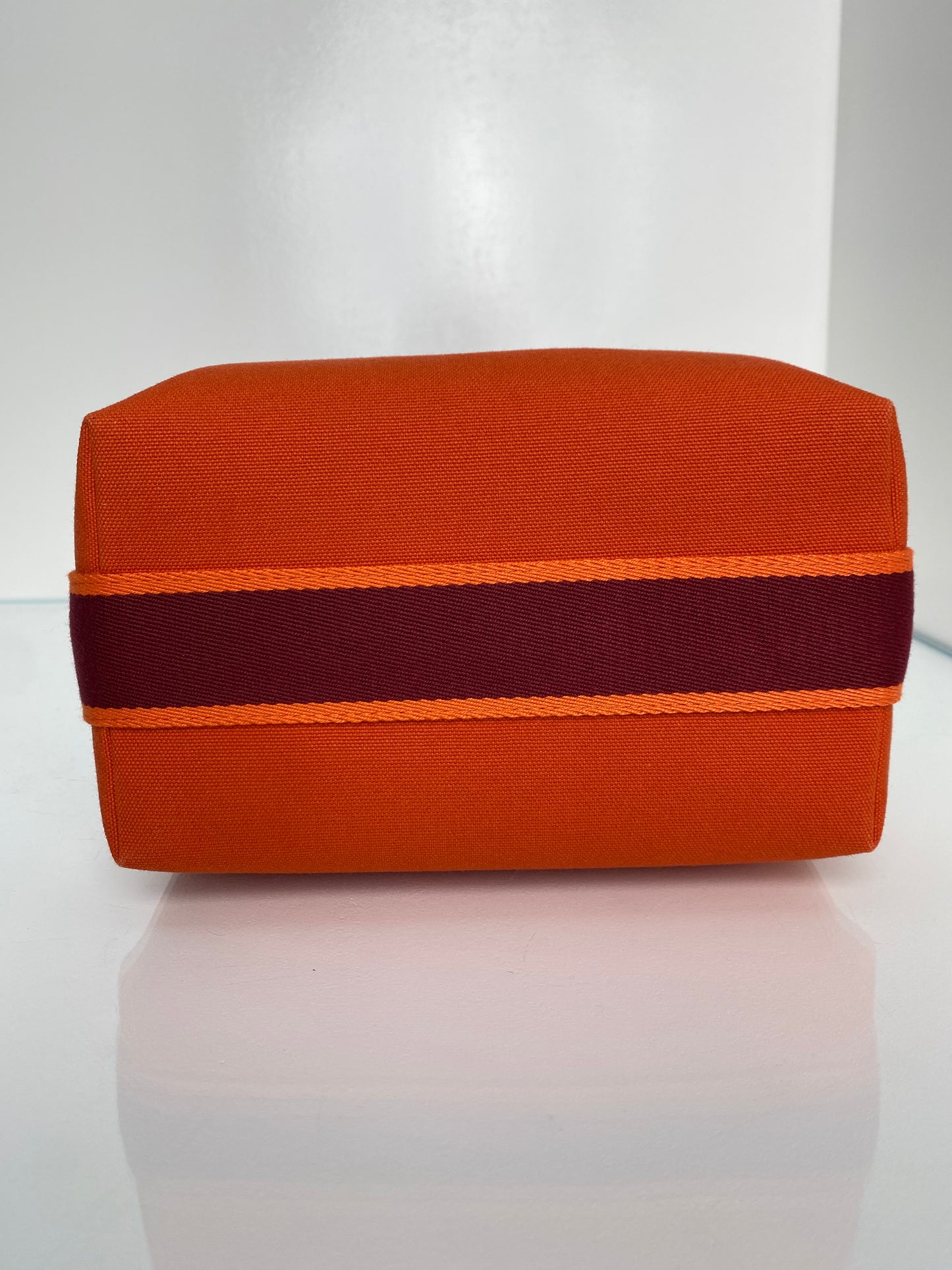 Hermes Bride A Brac PM Orange & Burgundy Toile Bag