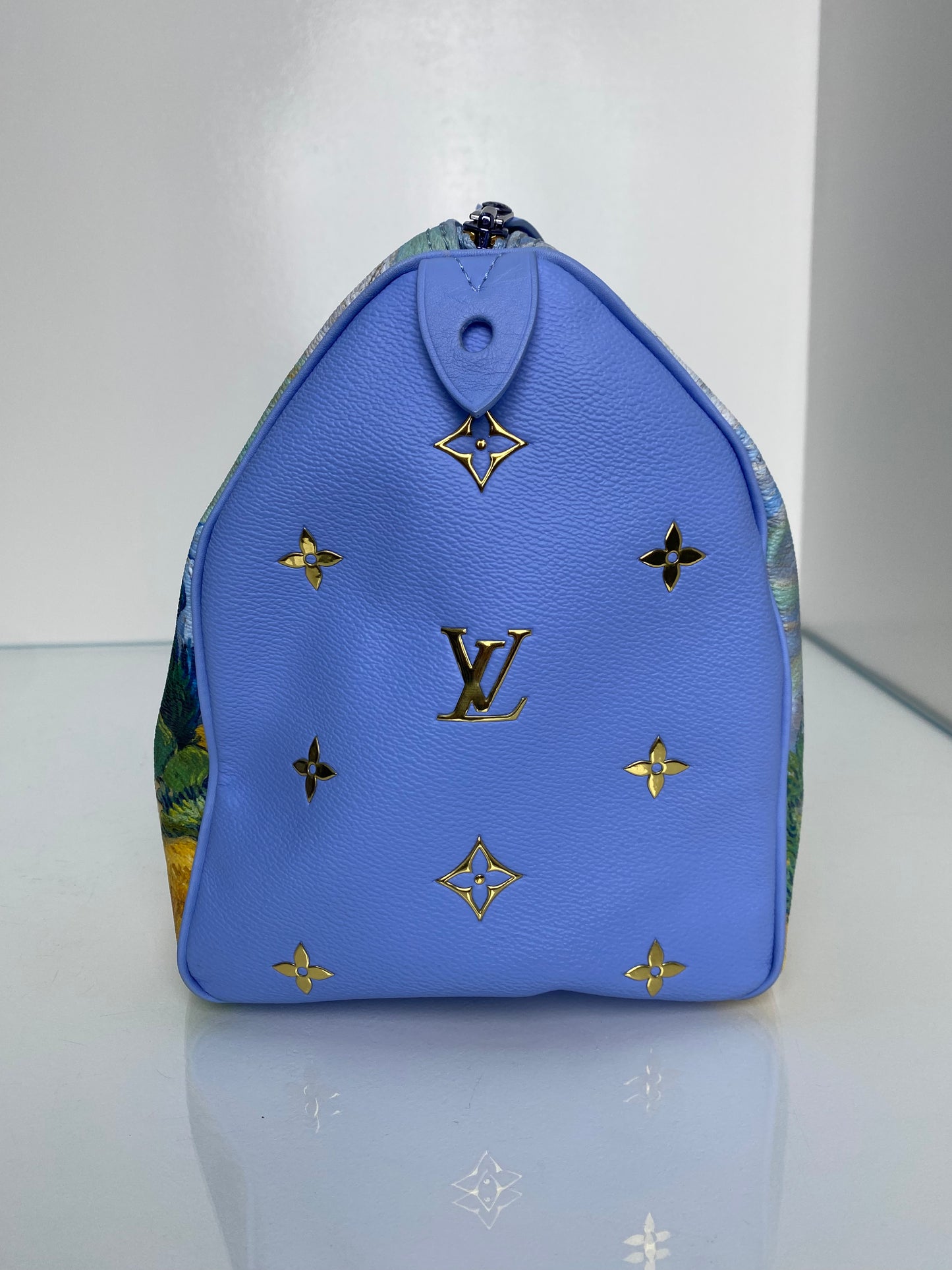 Louis Vuitton x Jeff Koons Blue & Yellow Van Gogh Speedy 30 Bag GHW & Blue HW