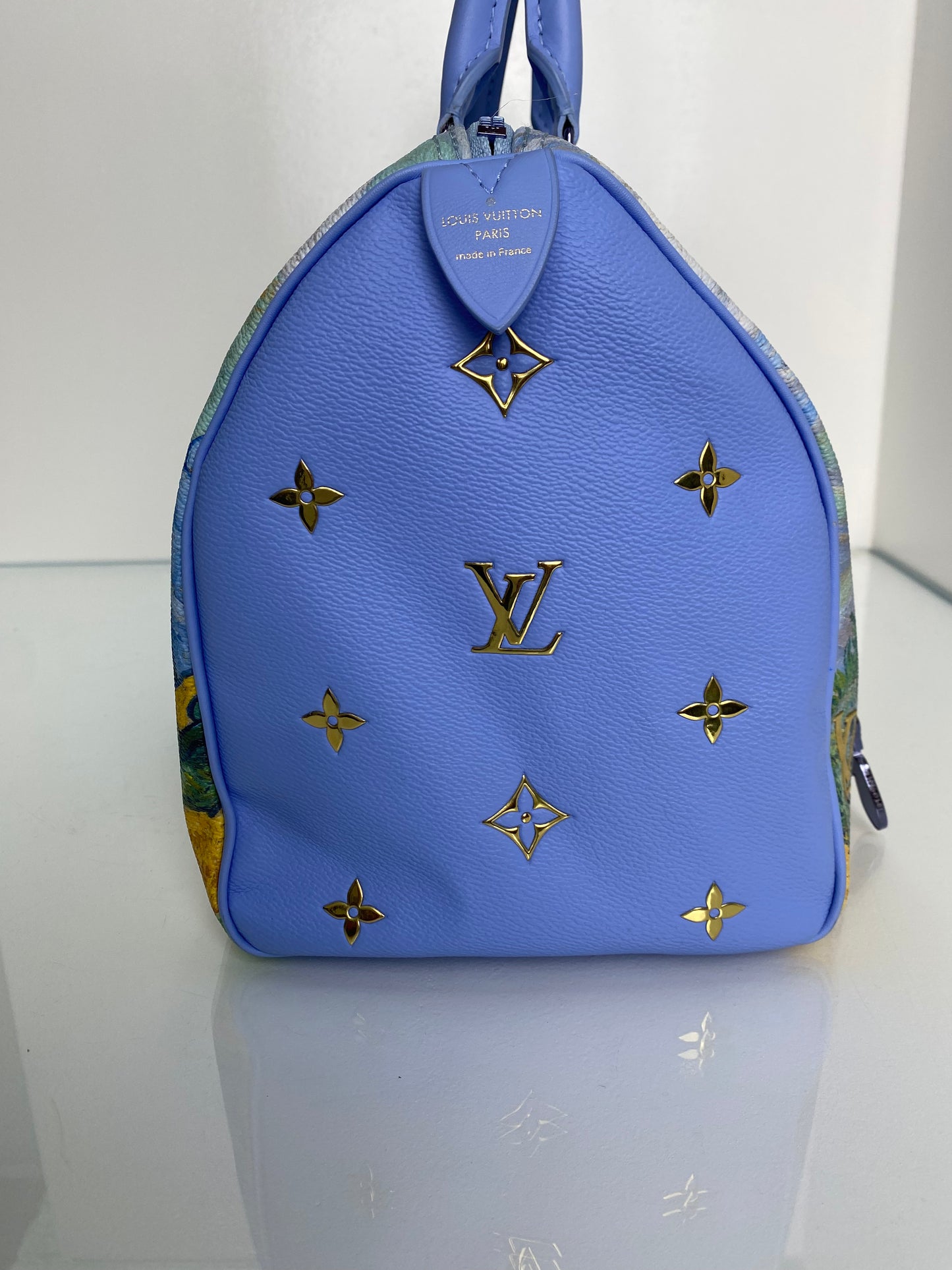 Louis Vuitton x Jeff Koons Blue & Yellow Van Gogh Speedy 30 Bag GHW & Blue HW