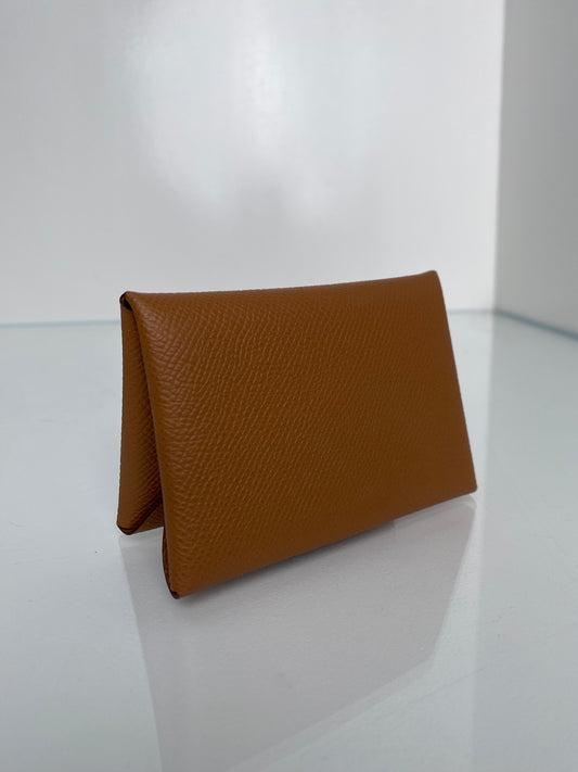 Hermes Gold Calvi Duo Compact Card Holder