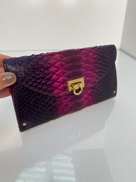 Ferragamo Pink & Purple Python Wallet