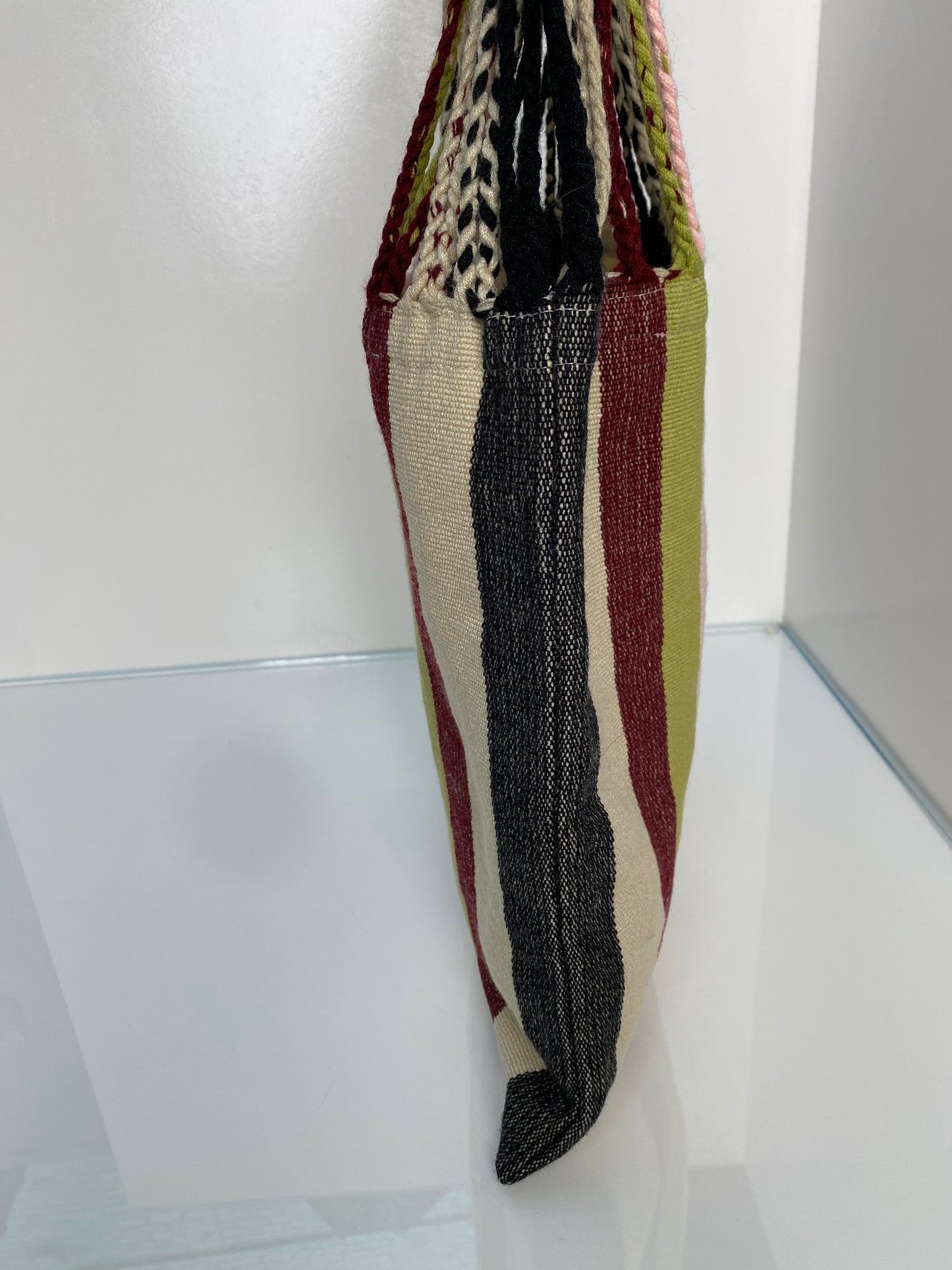 Marni Cream, Black, Burgundy, & Multicolor Striped Tote Bag