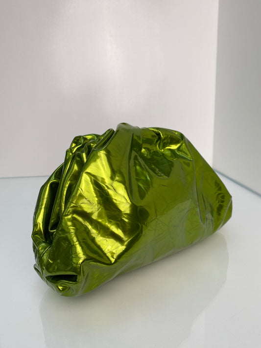 Bottega The Pouch Green Metallic Clutch