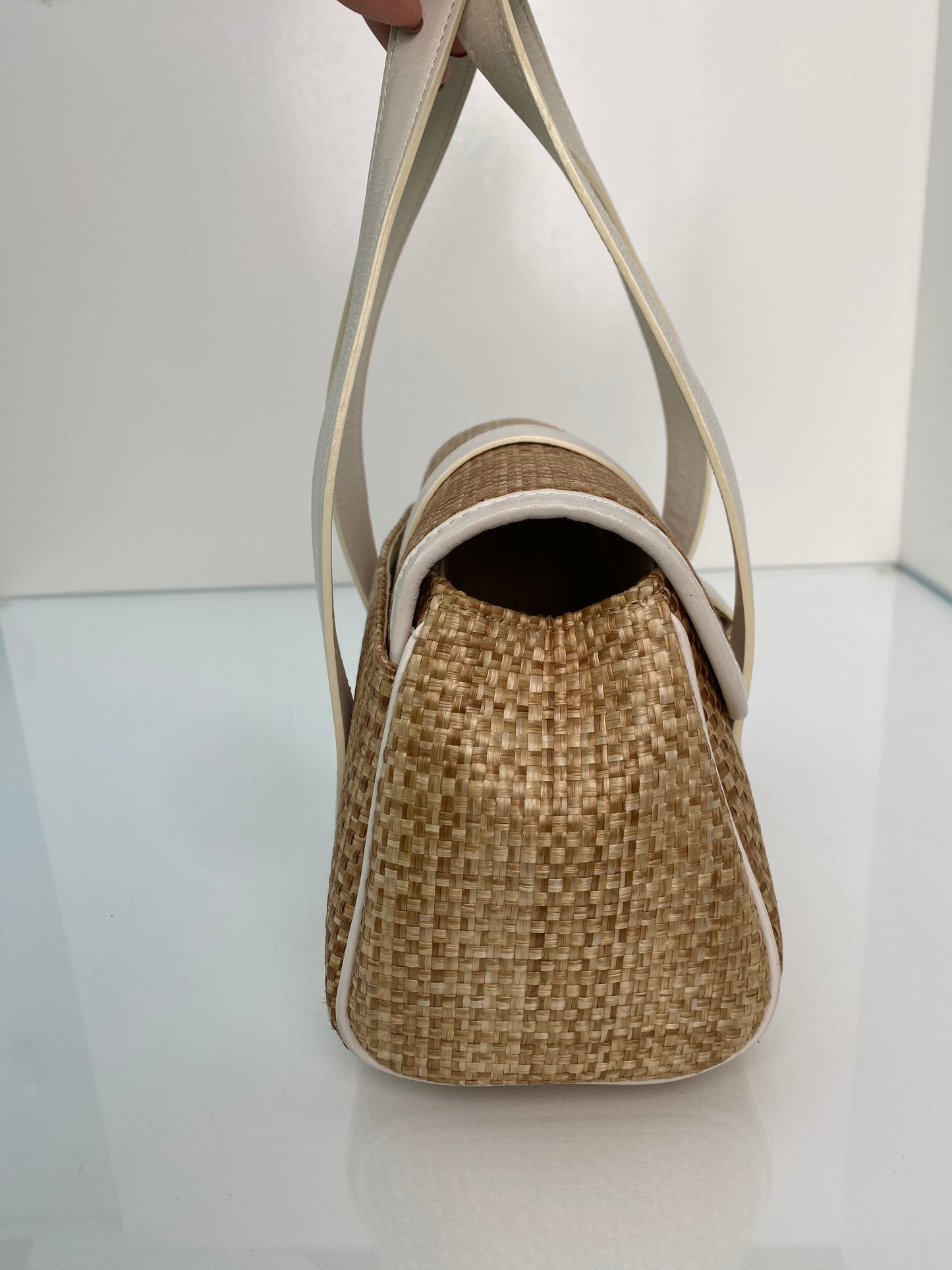 Chloe Raffia & White Leather Strap Mini Bag GHW