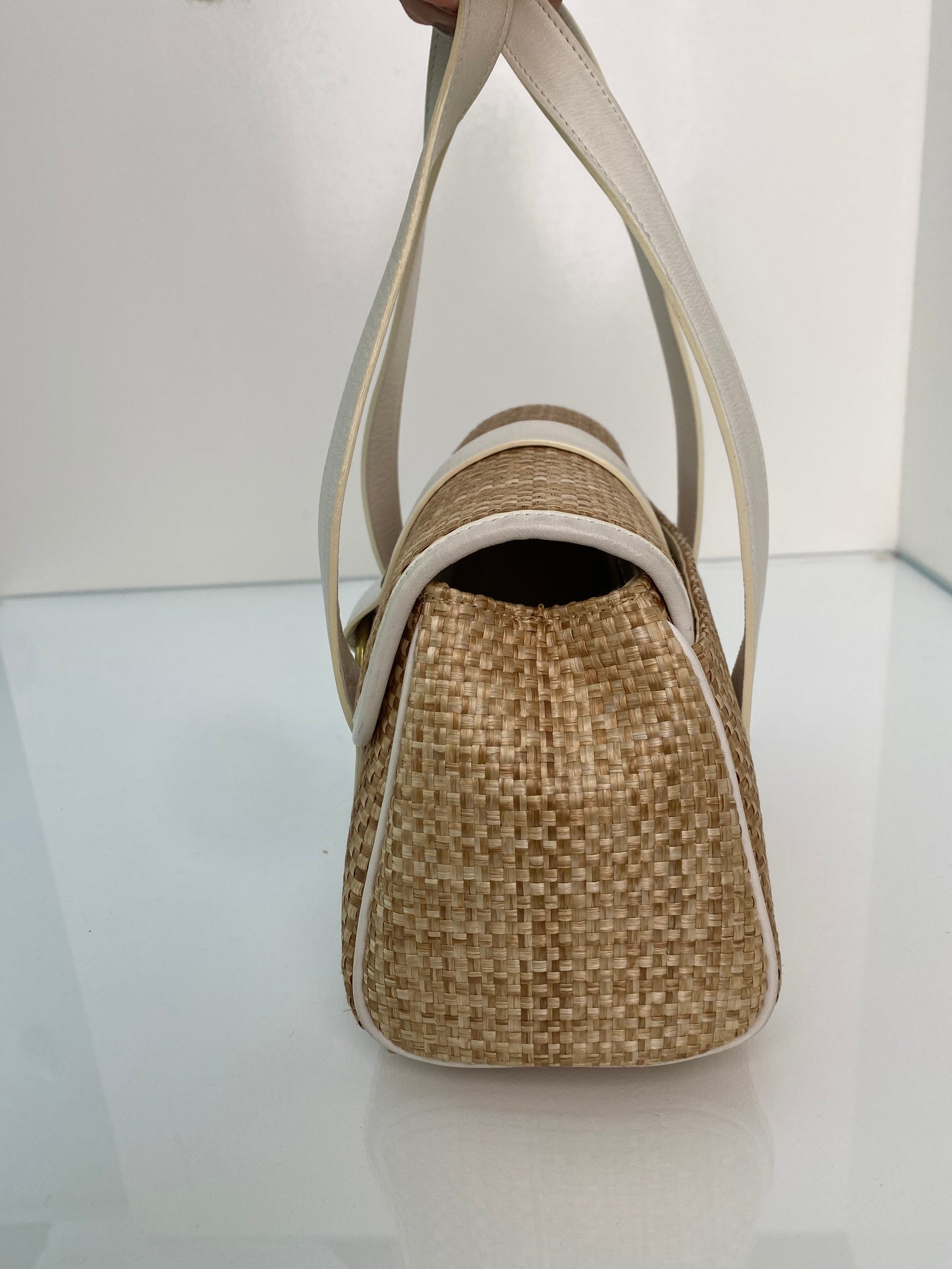 Chloe Raffia & White Leather Strap Mini Bag GHW