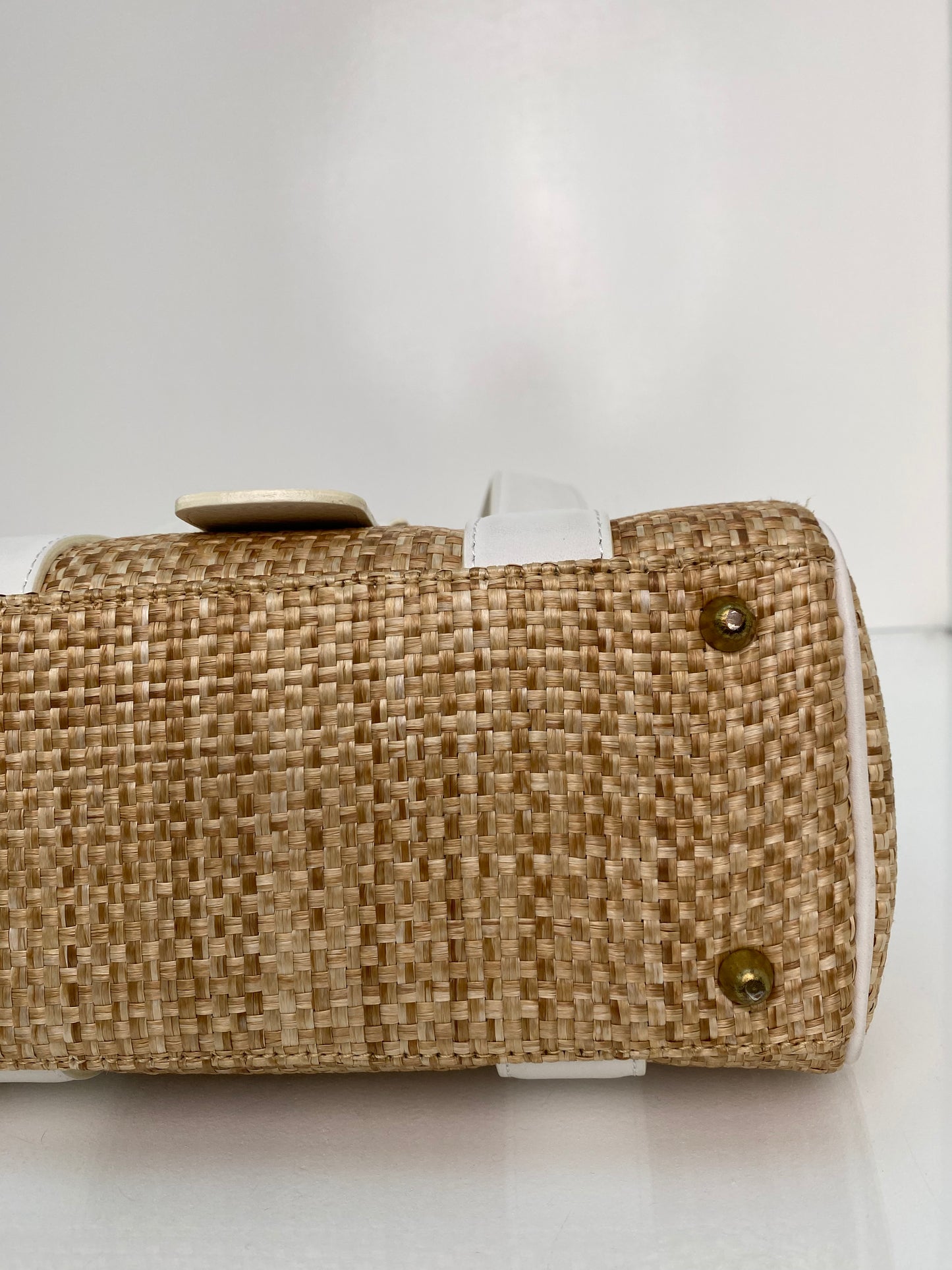 Chloe Raffia & White Leather Strap Mini Bag GHW
